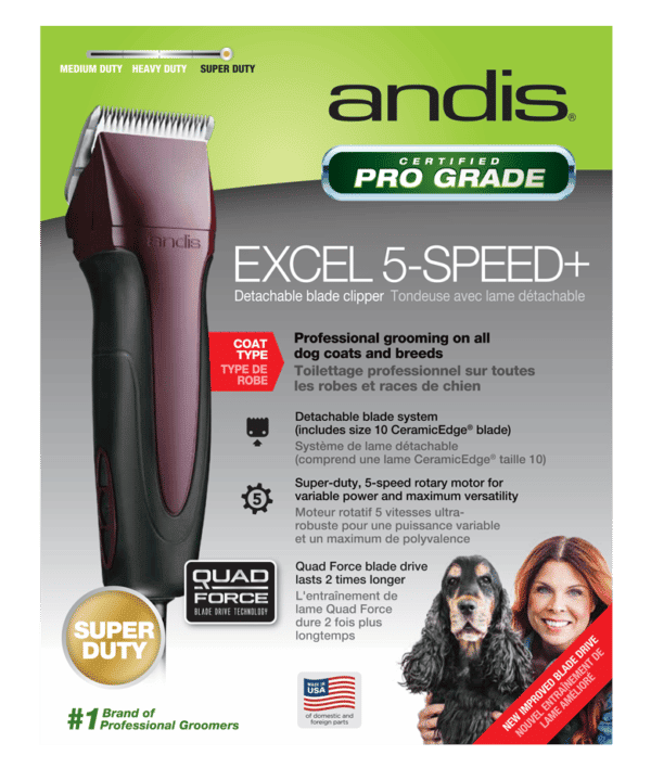 Excel 5-Speed Detachable Blade Clipper Burgundy by Andis