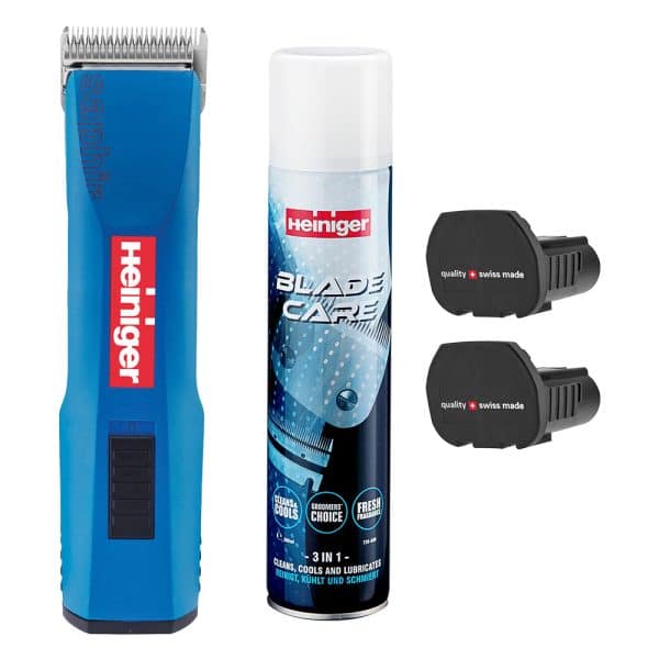 heiniger blue saphir cordless clipper with two battery