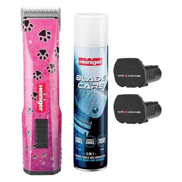 heiniger saphir pink paws cordless clipper with two battery