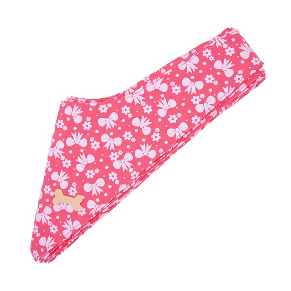 cecilia pink colored dog bandana with bow prints