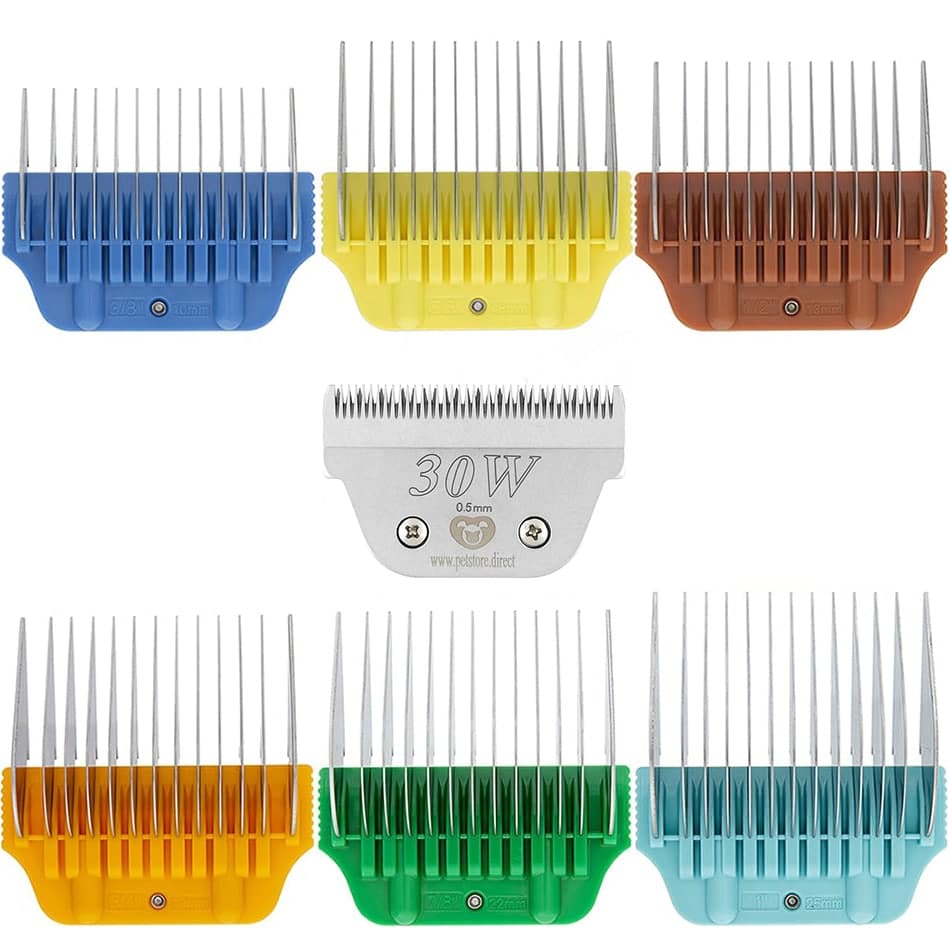 petstore direct wide combs colored set of 6 with 30w blade