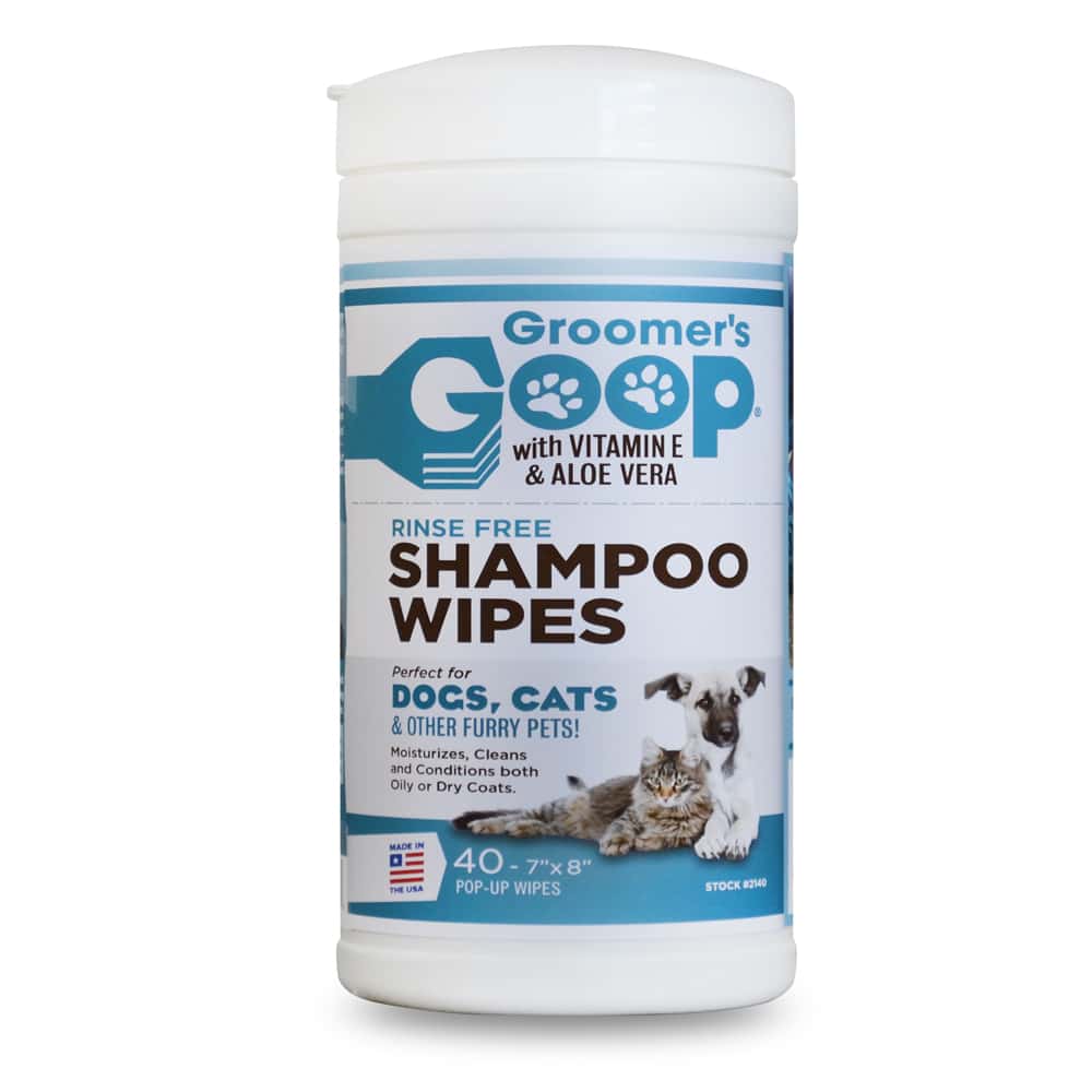 groomers goop rinse free 40 ct wipes shampoo