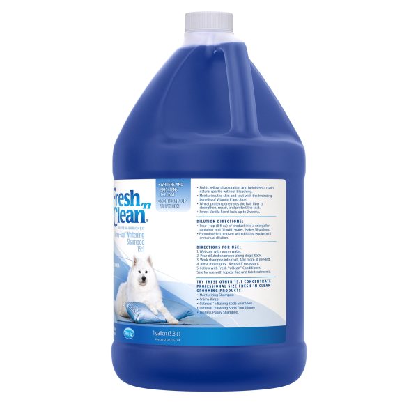 fresh n clean snowy coat whitening shampoo vanilla scent 151 concentrate gallon for dog grooming