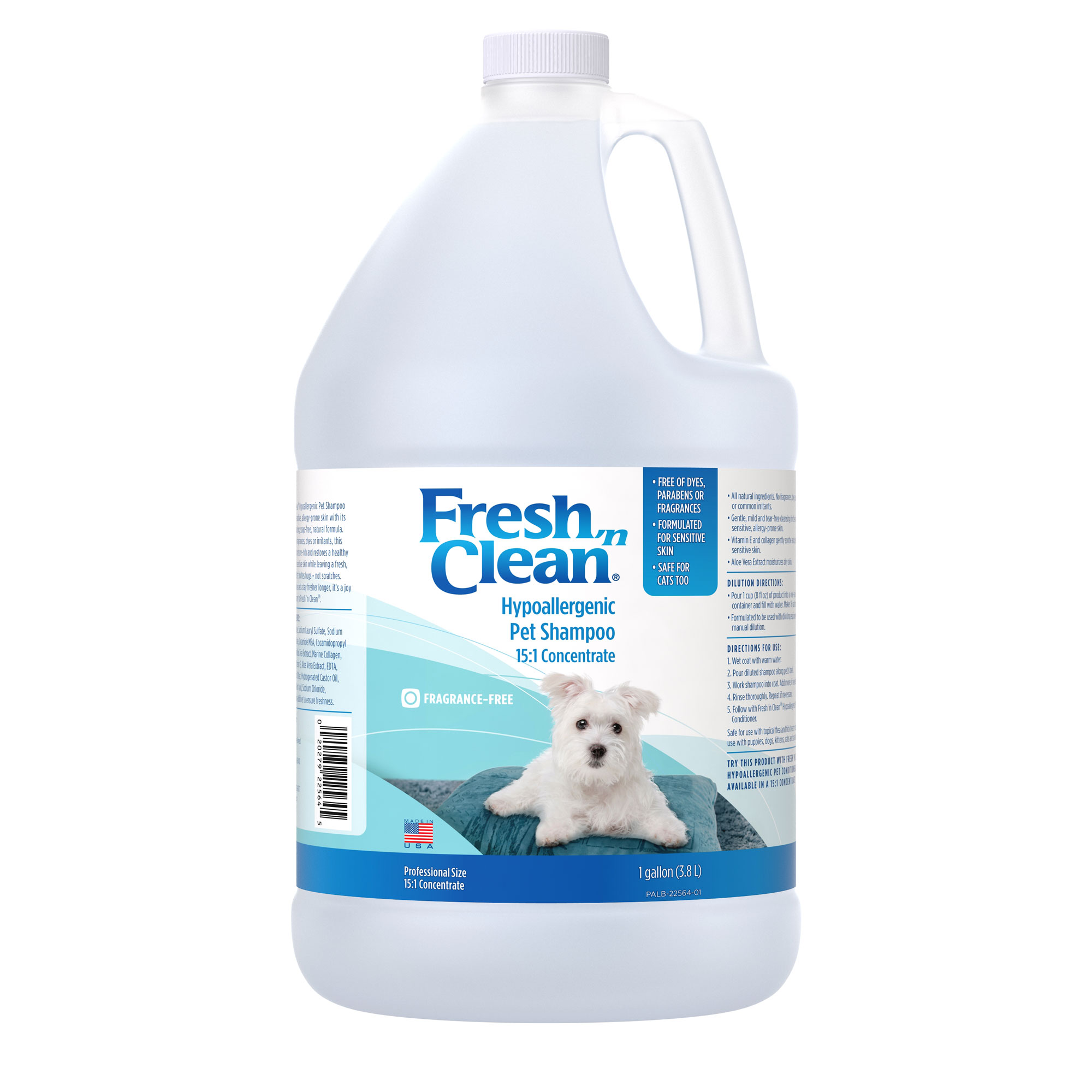 fresh n clean hypoallergenic pet shampoo 15:1 concentrate gallon for dog grooming