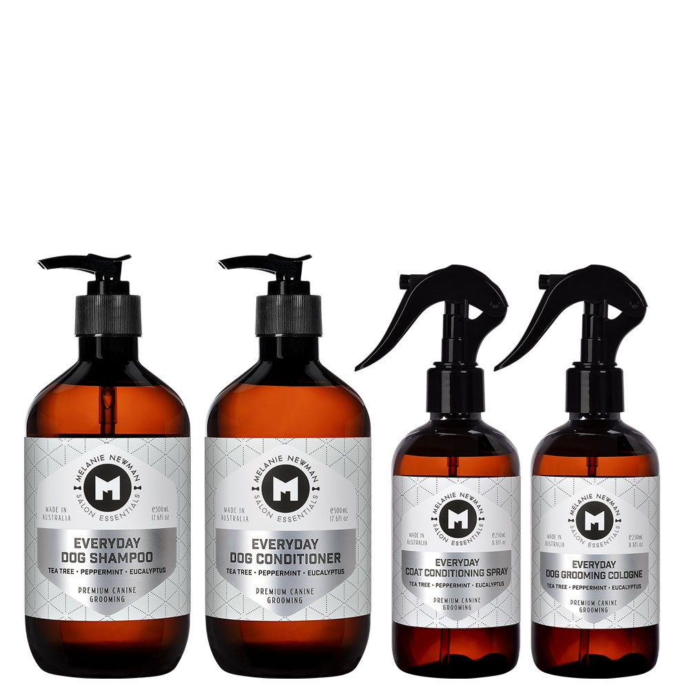 melanie newman everyday shampoo 500ml, conditioner 500ml, spray 250ml, cologne 250ml