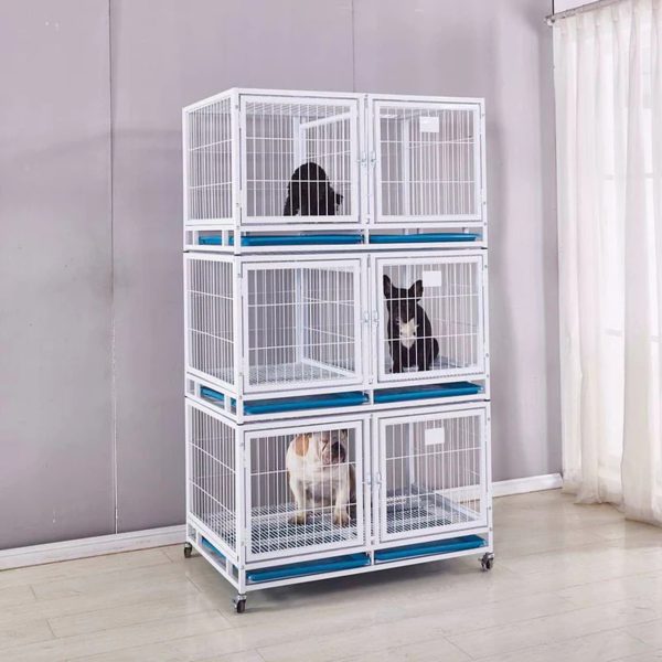petstore.direct coated white wire cage bank 6 small 3 larges