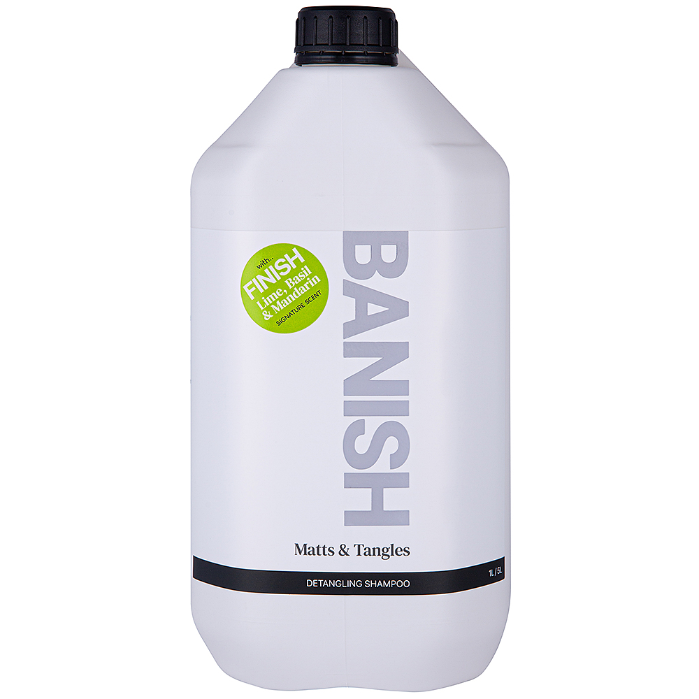 banish detangling shampoo 1.3 gallon lime, basil, and mandarin